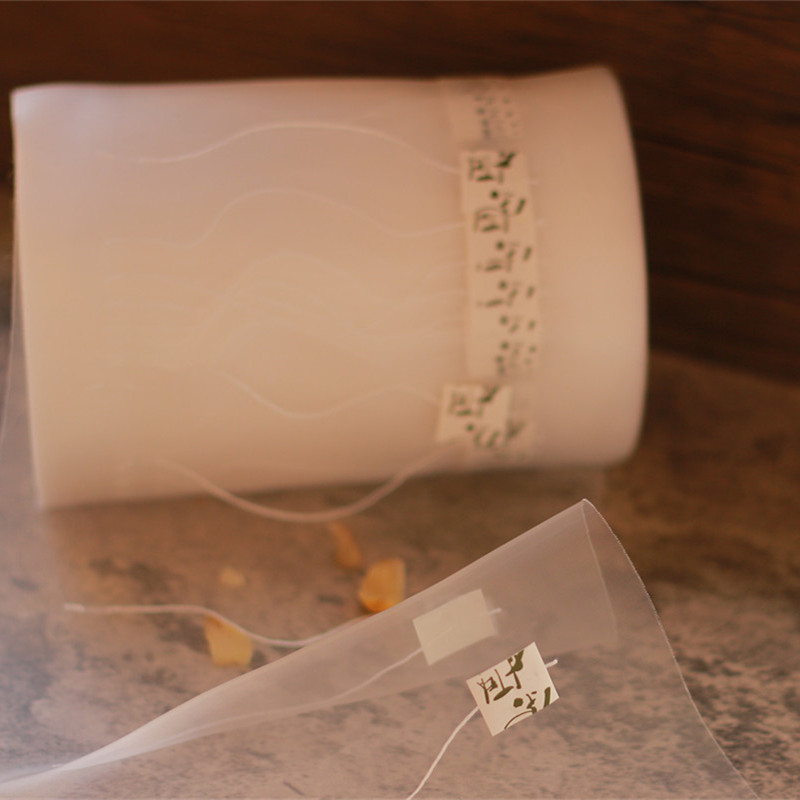 Rollo de malla de fibra de maíz PLA con etiqueta para bolsitas de té